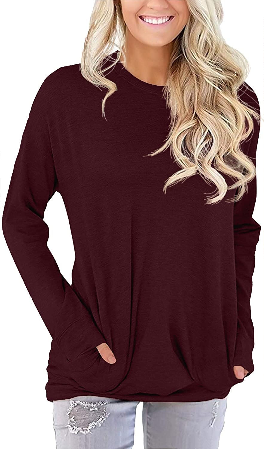 YSYOKOW Womens Long Sleeve T Shirts Casual Blouses Fashion Dressy Tunic Tops(Brown,  Small) : : Clothing, Shoes & Accessories