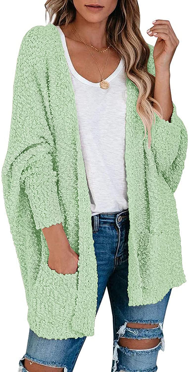 ZESICA Women's Popcorn Long Sleeve Open Front Chunky Knit Oversized Cardigan Sweater Coat 