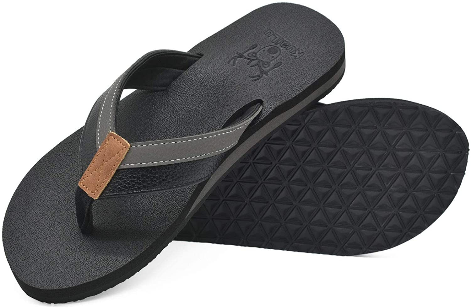 KuaiLu Men's Yoga Mat Leather Flip Flops Thong Sandals with Arch Support :  : Clothing, Shoes & Accessories