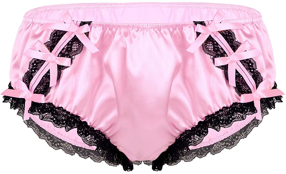 Inlzdz Mens Silky Satin Ruffled Lace Lingerie French Maid Sissy