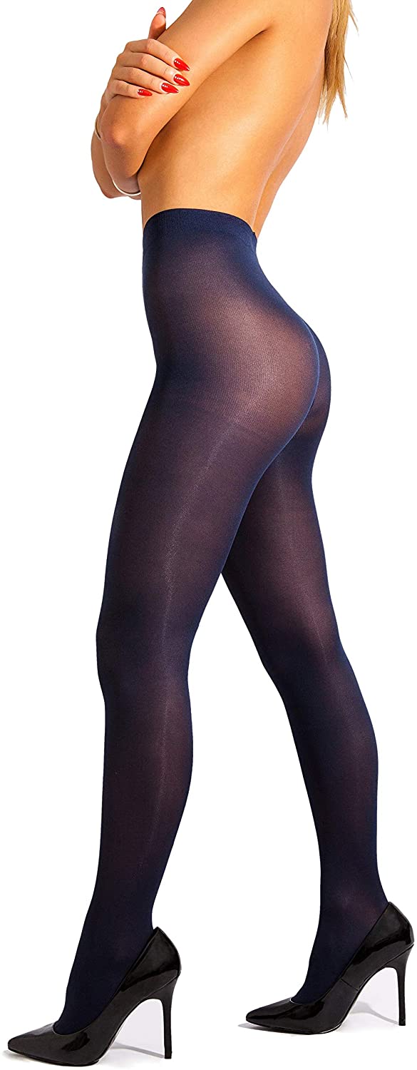 Invisibly Footed Reinforced High Waist Opaque Brief Pantyhose 40Den sofsy Opaque Microfibre Tights for Women Made In Italy 