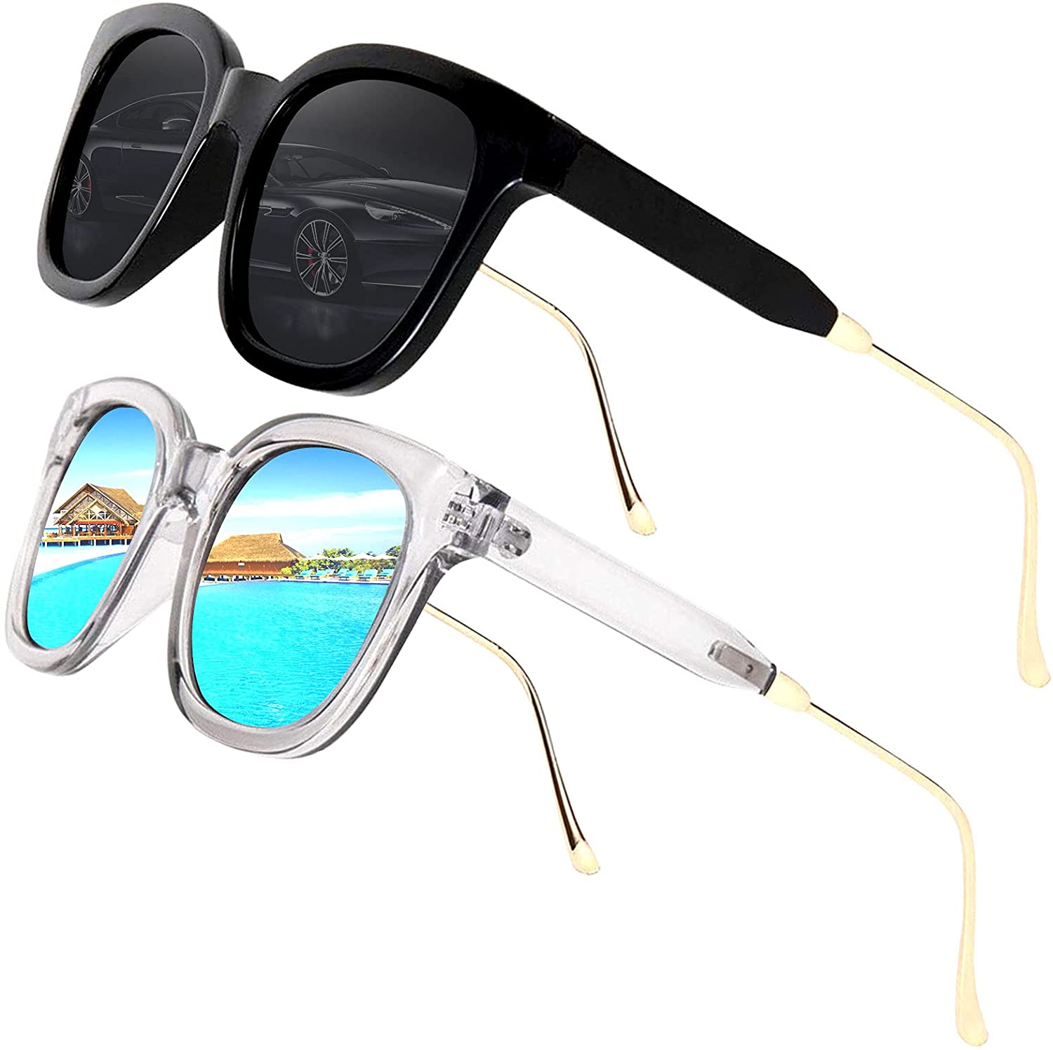 Best&RingLove Polarized Sunglasses Men Women Y2K Wrap Around Sun