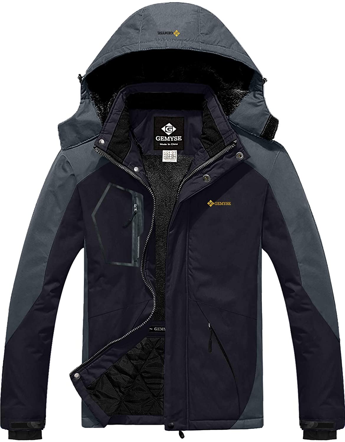 GEMYSE Men's Mountain Waterproof Ski Jacket Windproof Snow Coat With Hood
