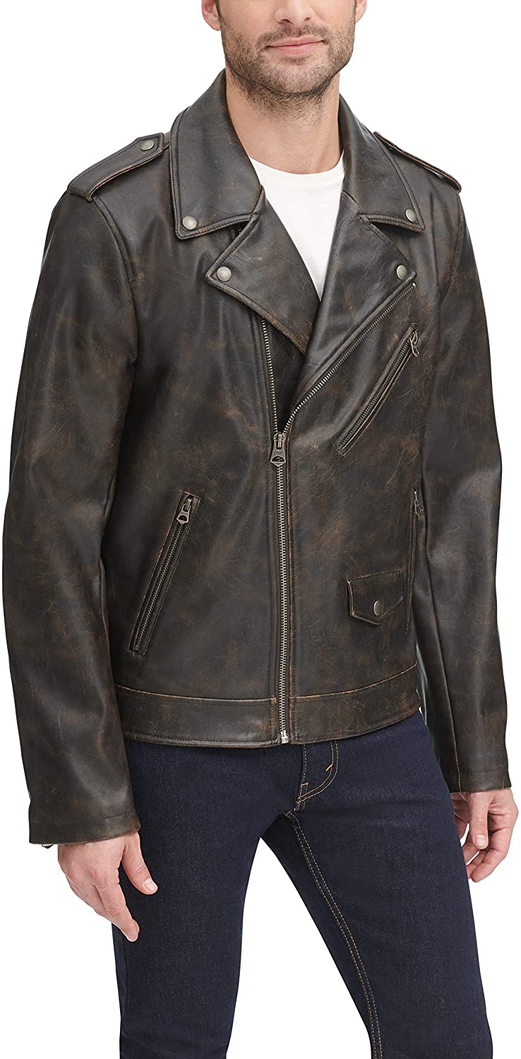 Levi's leather moto jacket men's sale