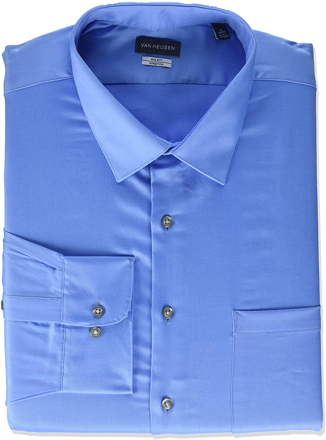 Van Heusen Mens Dress Shirt Lux Sateen Wrinkle Free Solid size 15 NEW 