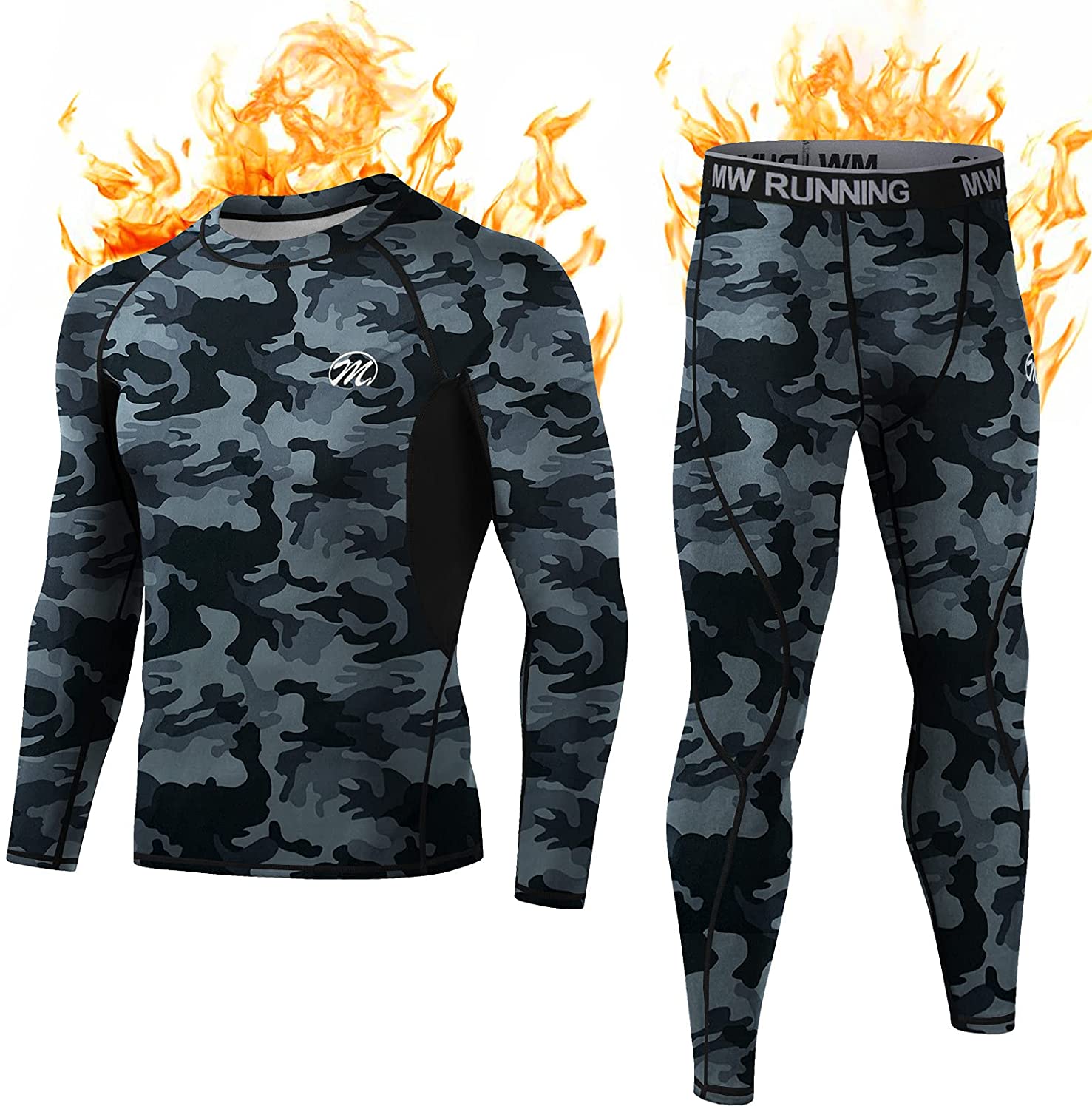 Men's Camouflage Underwear Set,Long Johns Winter Thermal Underwear,Base  Layer,Sports Compression Long Sleeve Shirts Thermal Underwear 2 S at   Men's Clothing store
