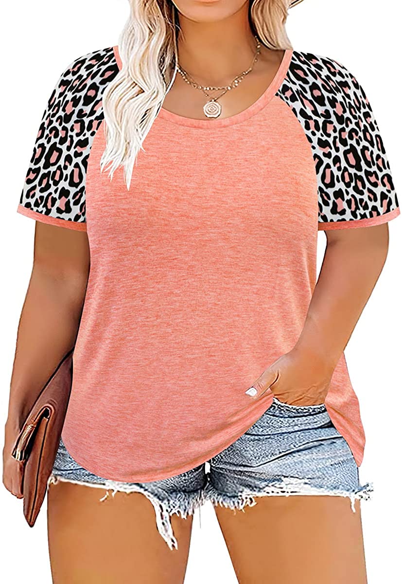 CARCOS Plus Size Tops Short Sleeve Leopard Print Colorblock Animal Shirts  XL-5XL, A9s-grey, X-Large : Buy Online at Best Price in KSA - Souq is now  : Fashion