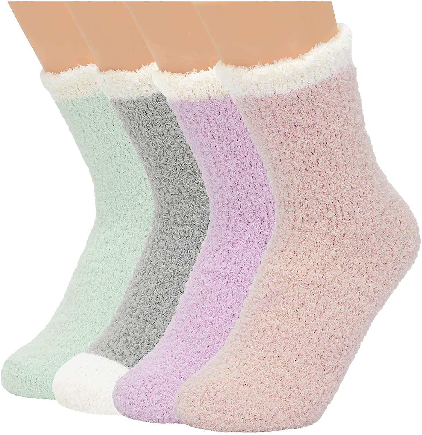 Fuzzy Warm Slipper Socks Women Super Soft Microfiber Cozy Sleeping ...