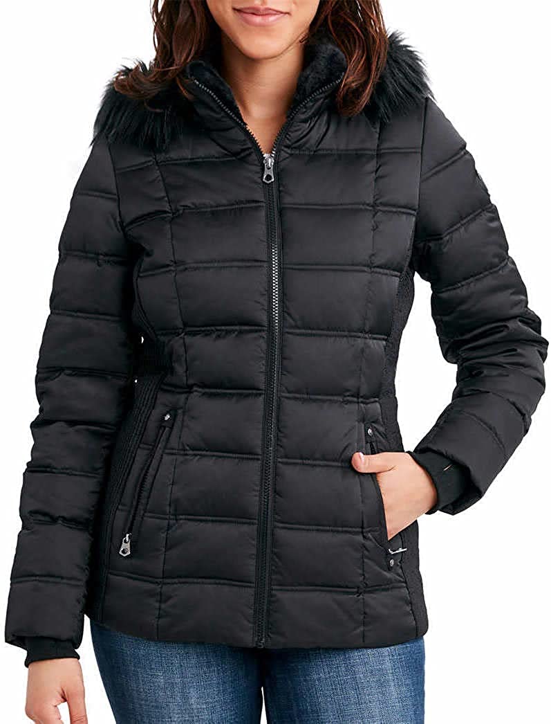 Nautica Women's Hooded Midweight Puffer Jacket, Detachable Hood