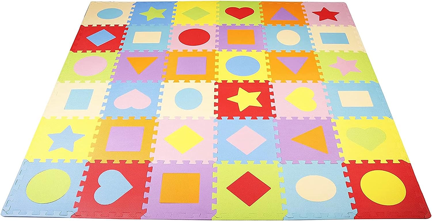 Pink, Purple & Gray 9-Piece EVA Foam Mat Tiles Set
