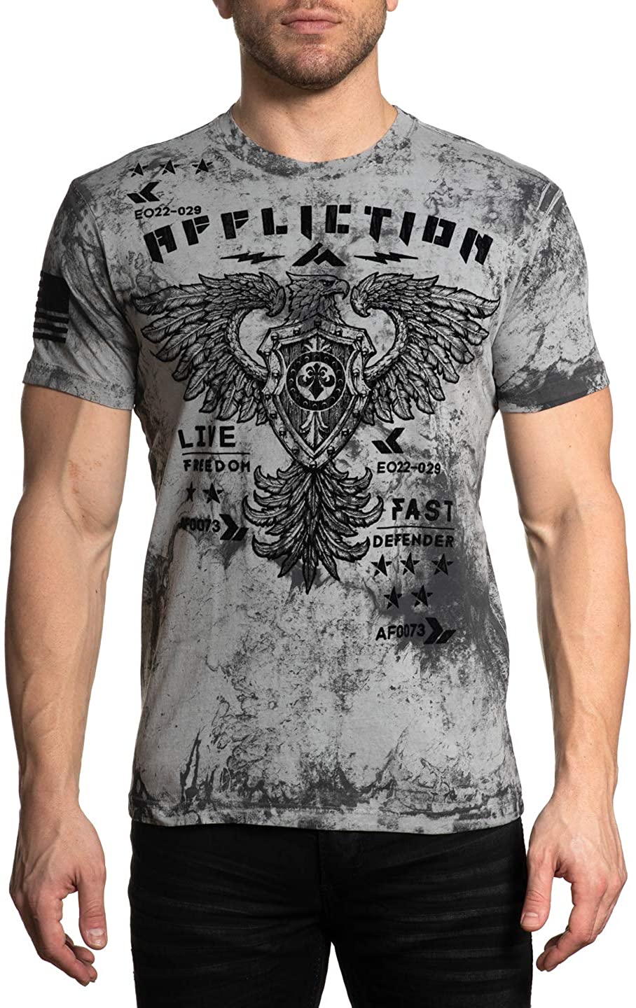 Archaic Affliction Homme S/S T-shirt People Motard Bleu Sarcelle Vengeance M-3XL $40 Neuf avec étiquettes 