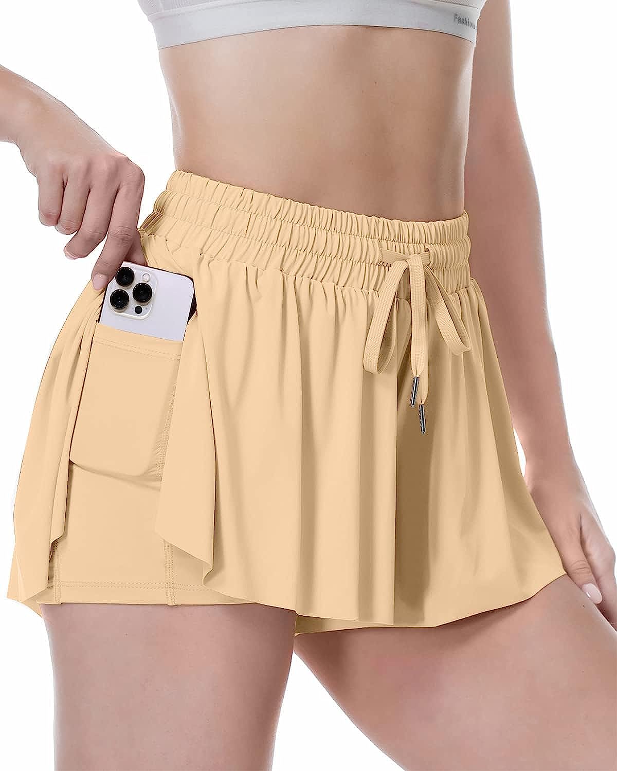 Flowy Shorts, 2 in 1 Butterfly Shorts High Waisted Athletic Shorts