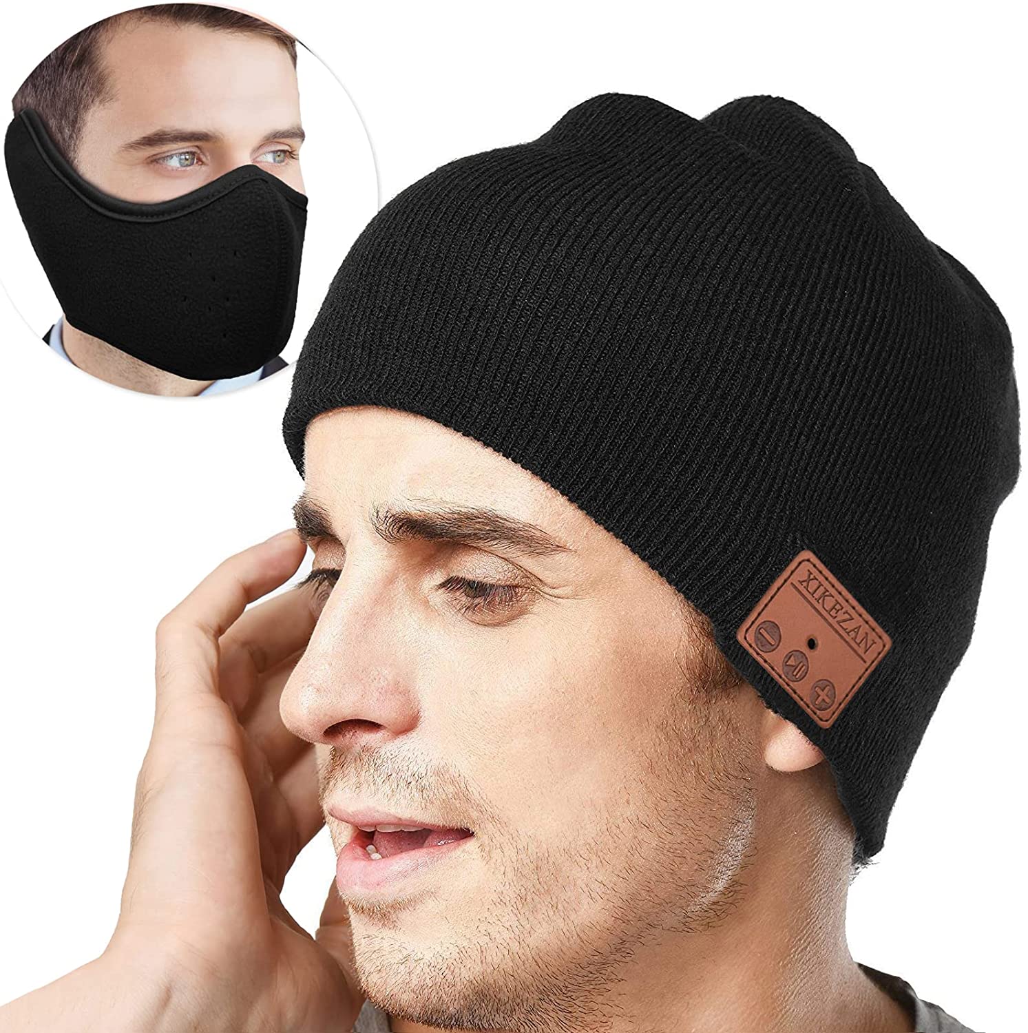 Black Hat with Bluetooth Headphones Music Beanie Hat for Men Wireless Smart Beanie Headset Gift for Men/Women/Boys/Girls Bluetooth Beanie Hat 