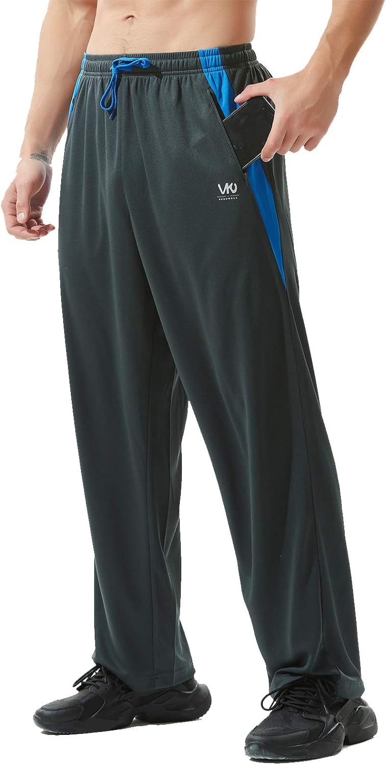  ZEROWELL Men's Athletic Pants with Zipper Pockets Open