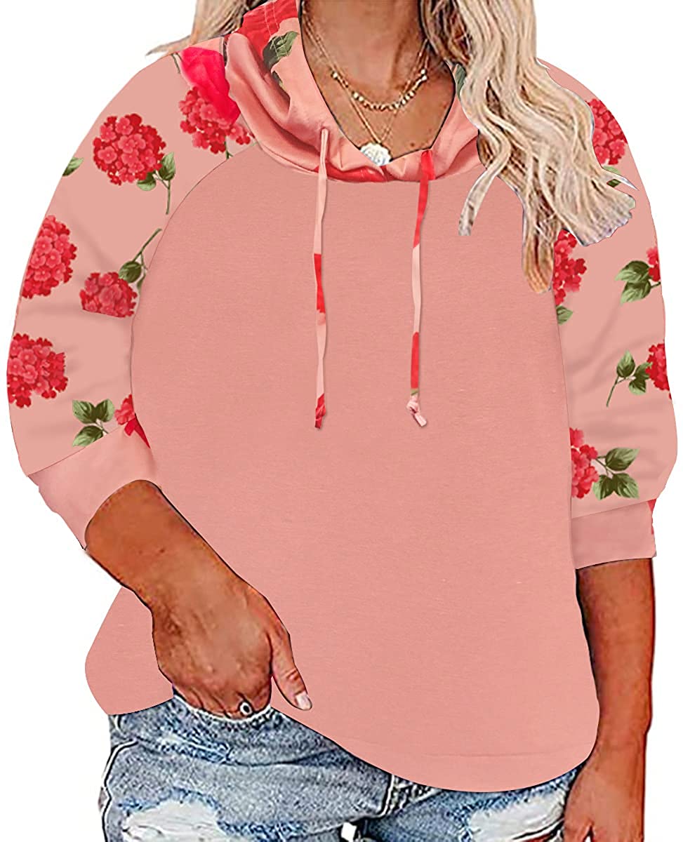 CARCOS Plus Size Hoodies for Women Long Sleeve Pullover Sweatshirt