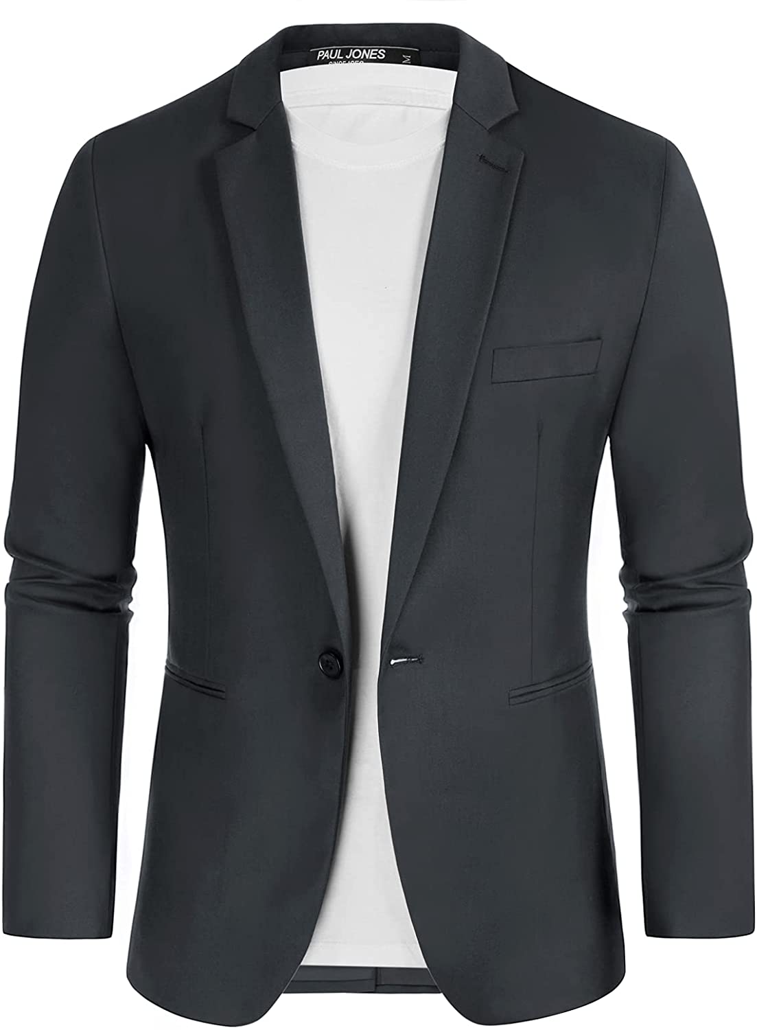 PAUL JONES Mens Slim Fit One Button Blazer Jacket Casual Suit Jacket