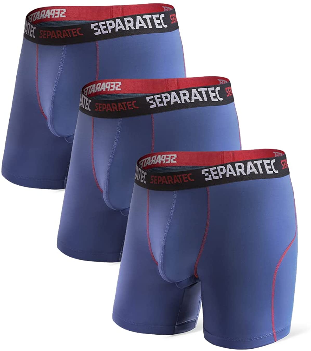 Separatec Athletic Mens Underwear, Anti Chafing Performance Long Leg Boxer  Briefs for Men 3 Pack with Dual Pouch Design at  Men's Clothing store