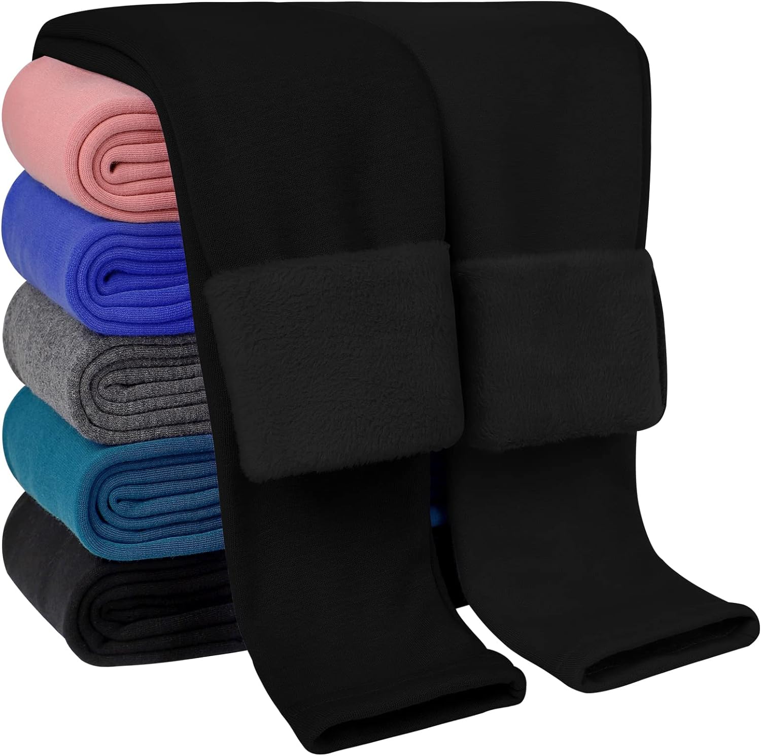 TODDOR 3 Pack Kids Winter Velvet Leggings Cotton Fleece Lined Pants Warm  and Soft Pants (Black)