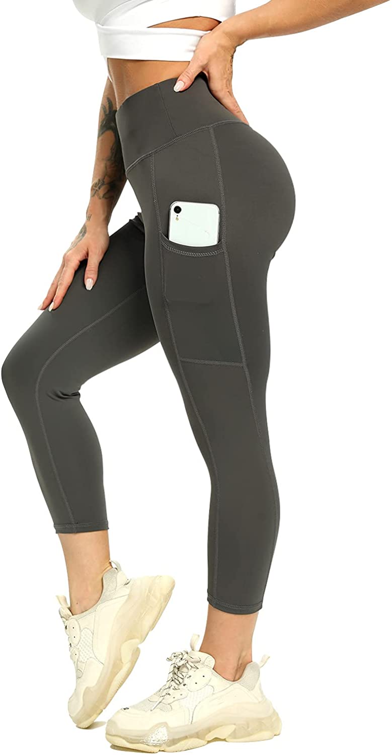 RIOJOY Scrunch Butt Gym Booty Lifting Leggings for Women | High Waist Tummy  Control Yoga Capri Workout Pants with Pockets