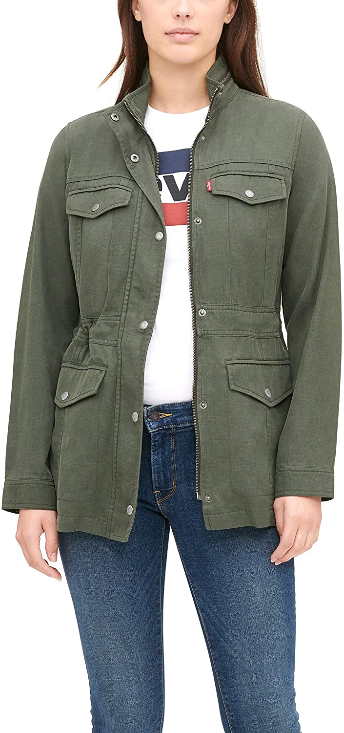 Levi's Women's Stand Collar Cotton Tencel 4-Pocket Military Jacket | eBay