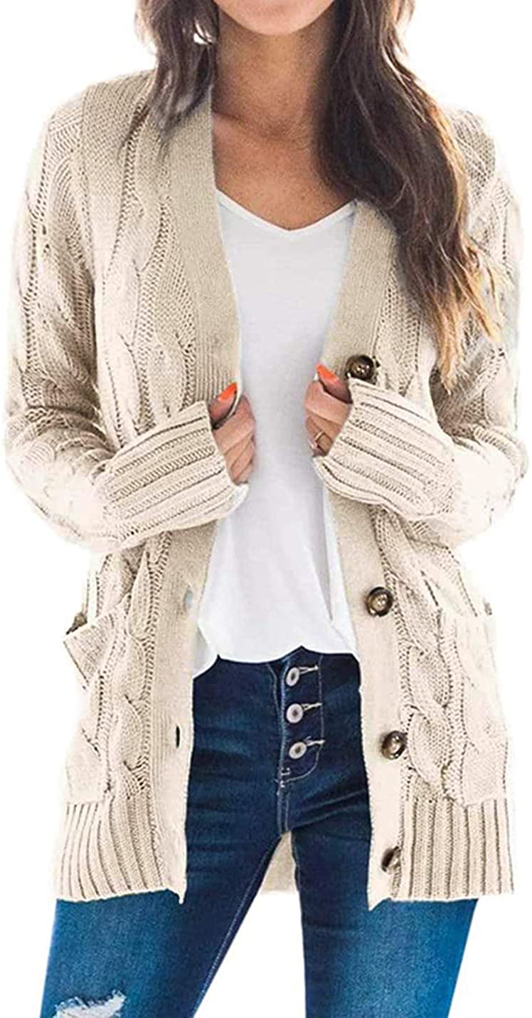 PRETTYGARDEN Women s Long Sleeve Open Front Knitted Cardigan