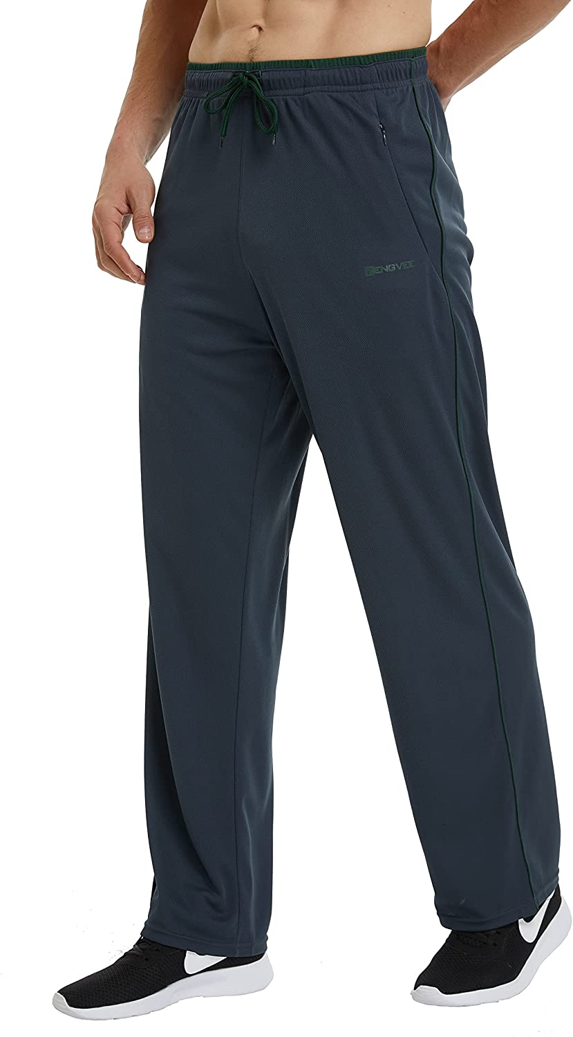 ZENGVEE Men's Sweatpants with Zipper Pockets Open Bottom Athletic Pants ...