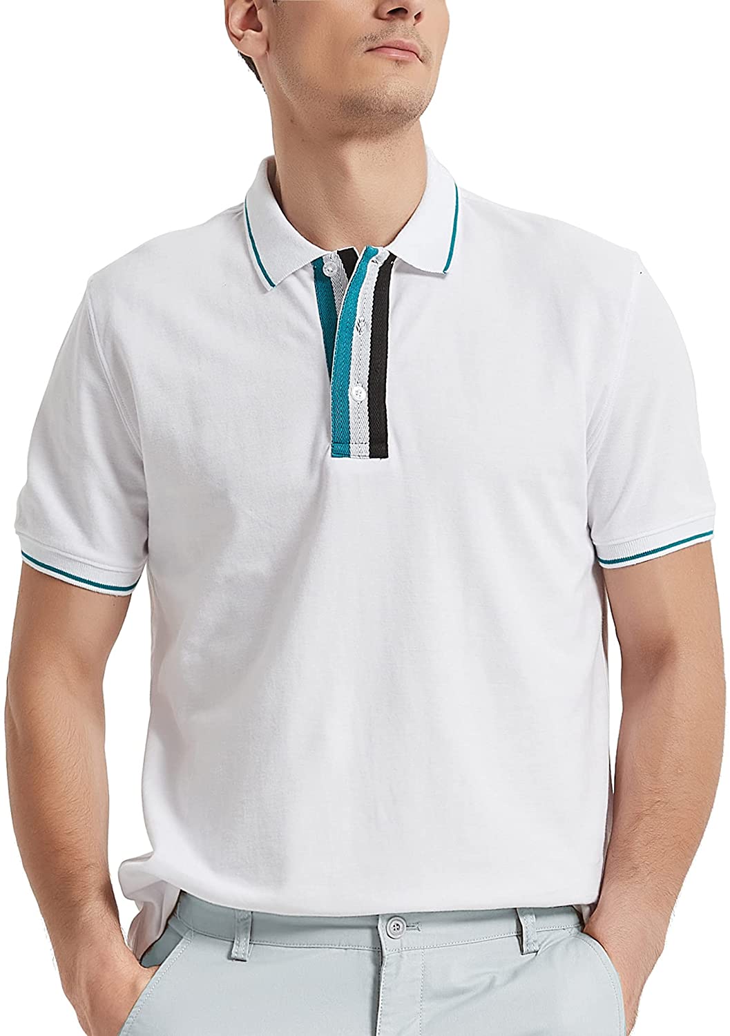 GAVIN BLEU Cotton Collared Polo Shirts for Men Classic Fit