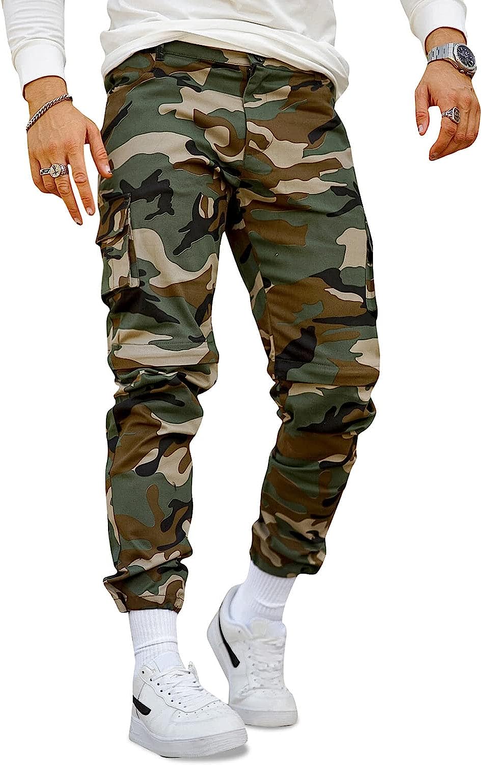 GINGTTO Mens Cargo Joggers Pants Slim fit Stretch with Pockets