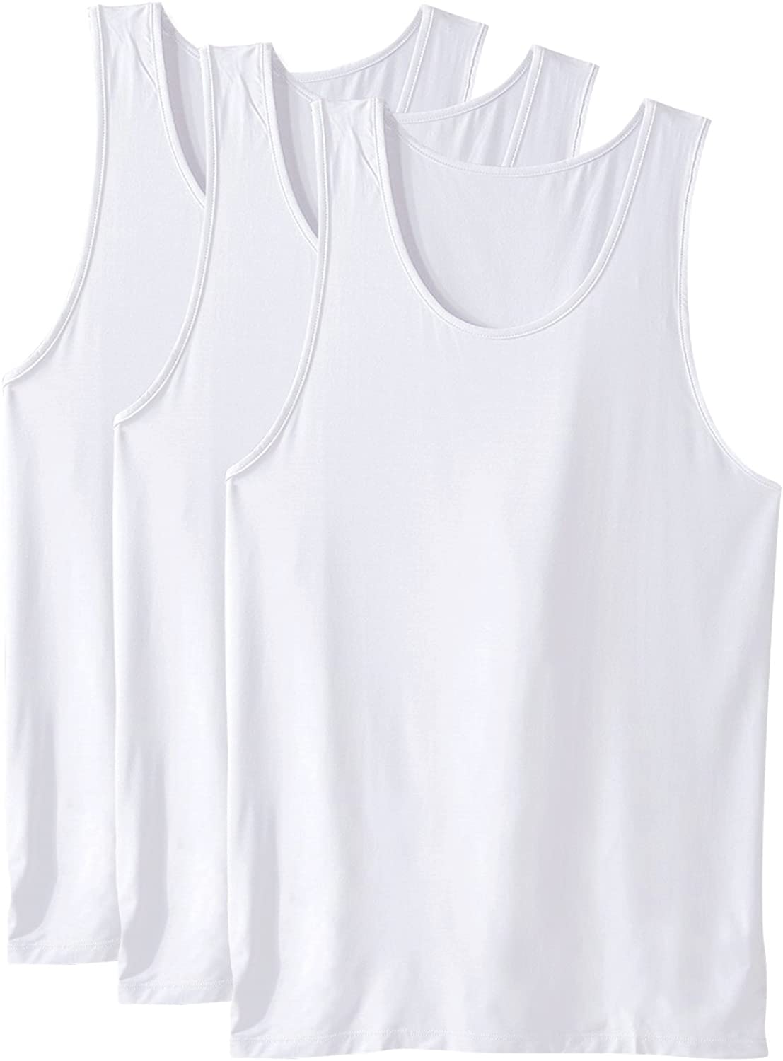 DAVID ARCHY Mens Bamboo Rayon & Cotton Undershirts Crew Neck Tank Tops in 3 or 4 Pack 