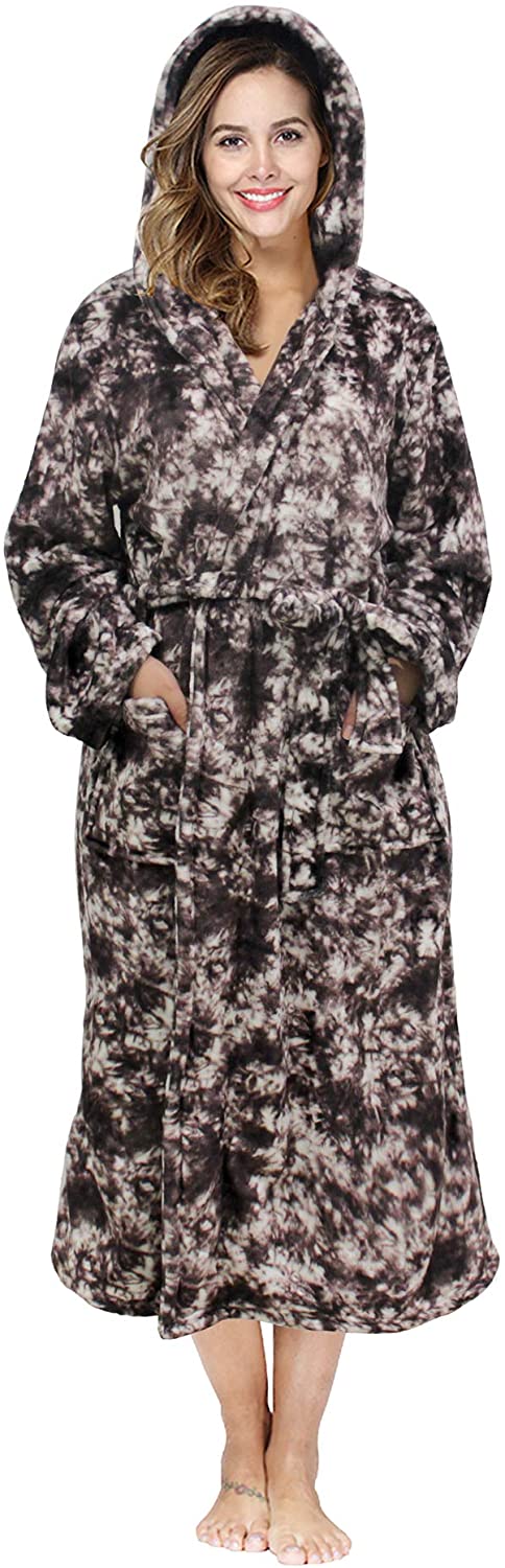 Rongtai Womens Long Robes Plush Fleece Nightgown Thick Plus Size Hooded Bathrobe Ebay 6729