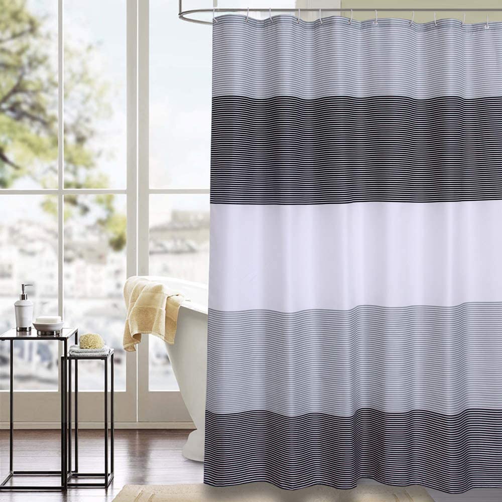 thumbnail 8 - Julifo Shower Curtain Black and Grey Polyester Fabric Bathroom Curtain Waterproo