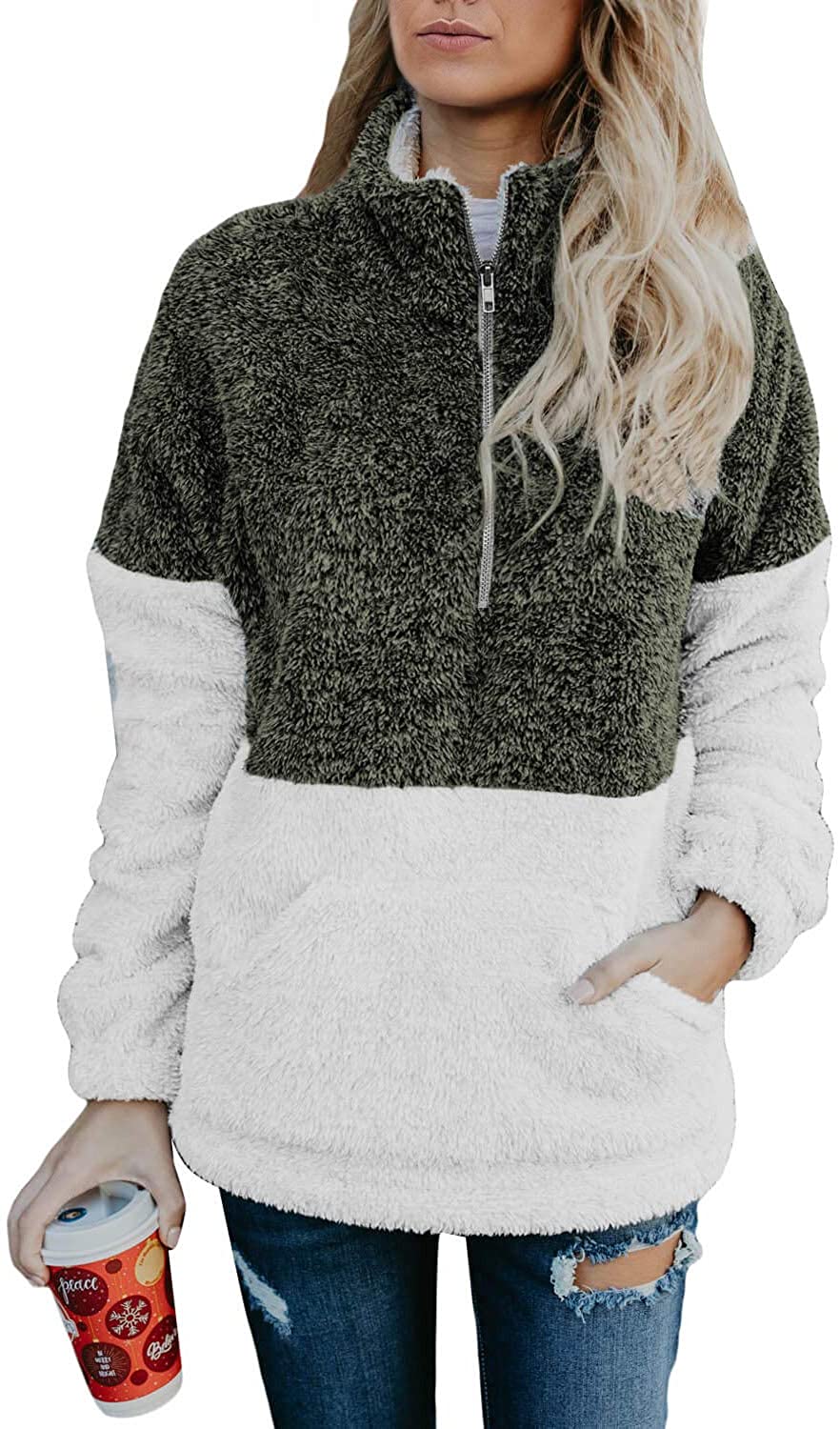 thumbnail 8  - Acelitt Women&#039;s Cozy Oversize Fluffy Fleece Sweatshirt Pullover Outwear (18 Colo