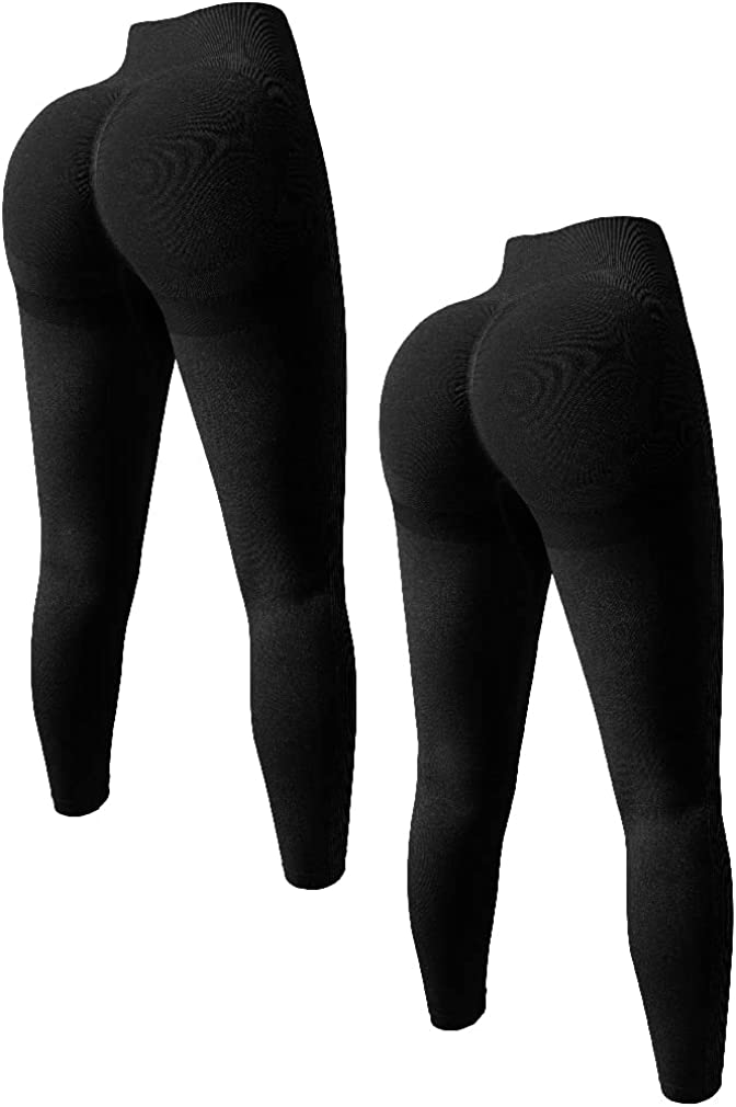 OQQ Women's 2 Piece High Waist Workout Butt Lifting Leggings Tummy Control  Ruched Booty Smile Yoga Pants Black Beige at  Women's Clothing store