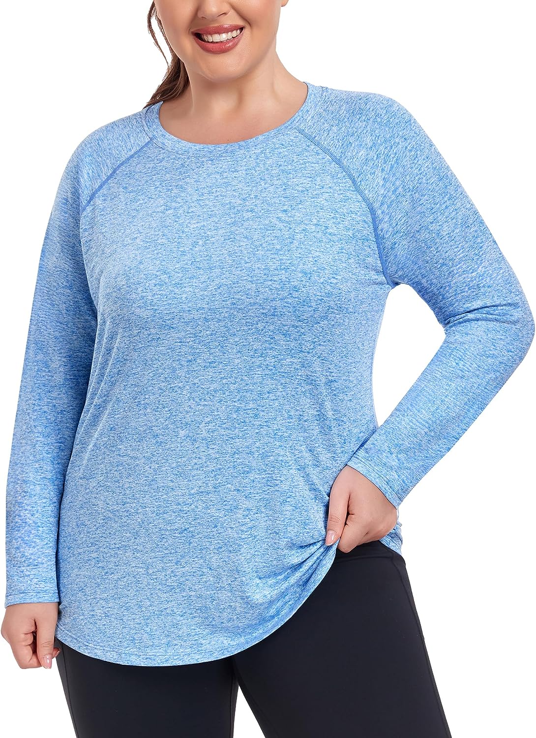 COOTRY Plus Size Workout Tops for Women Long Sleeve Loose Fit Shirts  Athletic Yo