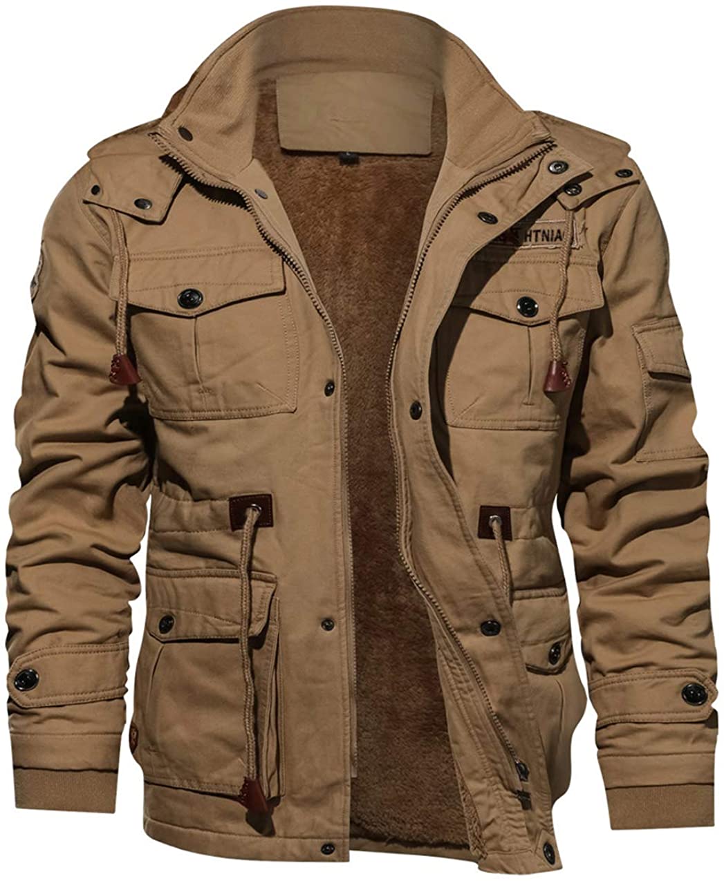 TACVASEN Men's Jacket-Casual Winter Cotton Military Jacket Thicken Hooded  Cargo