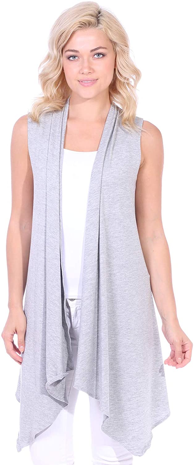 Popana Women’s Casual Sleeveless Long Duster Cardigan Vest Plus Size Made in USA 