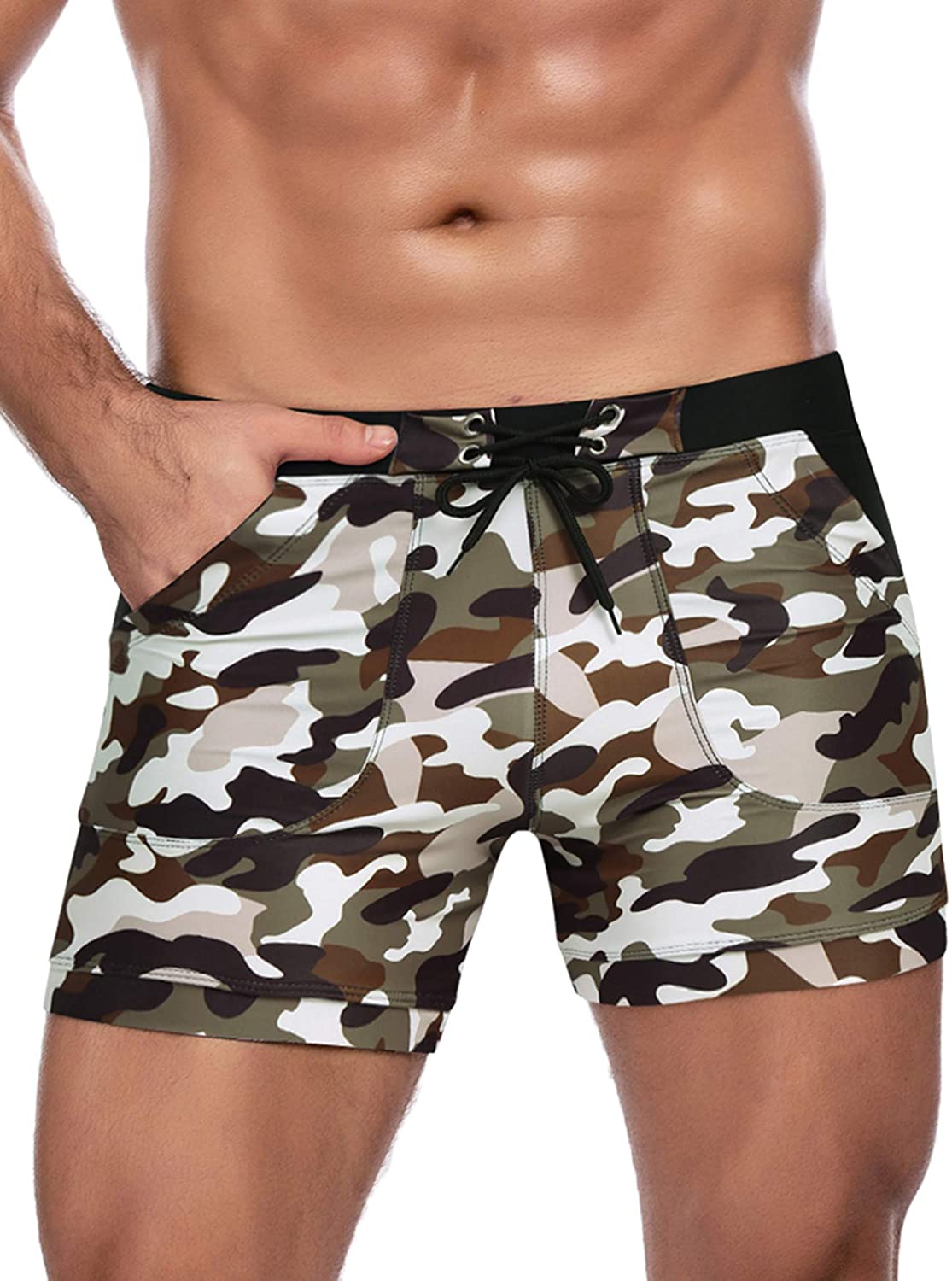 COOFANDY Men's Swimsuit Camo Quick Dry Mens Swimming Shorts Trunks with ...