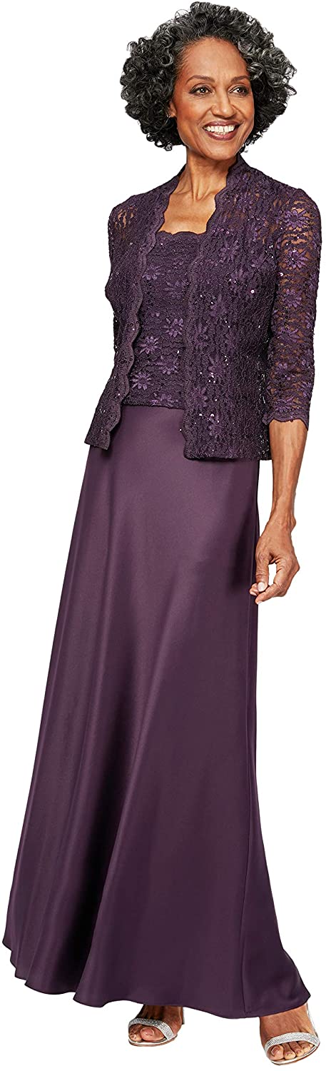 Alex Evenings Women s Two Piece Dress with Lace Jacket Petite and Regular Sizes