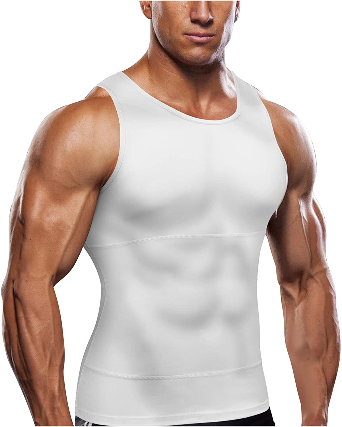 Gotoly Men Compression Shirt Shapewear Slimming Body Shaper Vest Undershirt  Weig