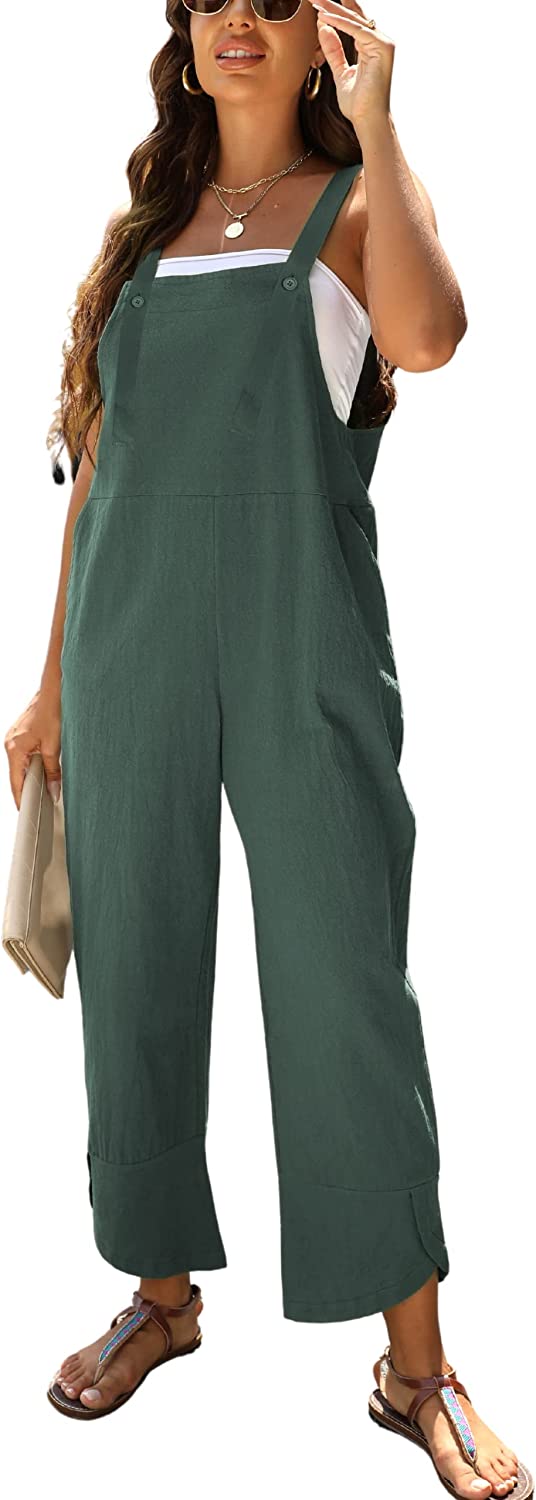 Olive Linen Dungarees