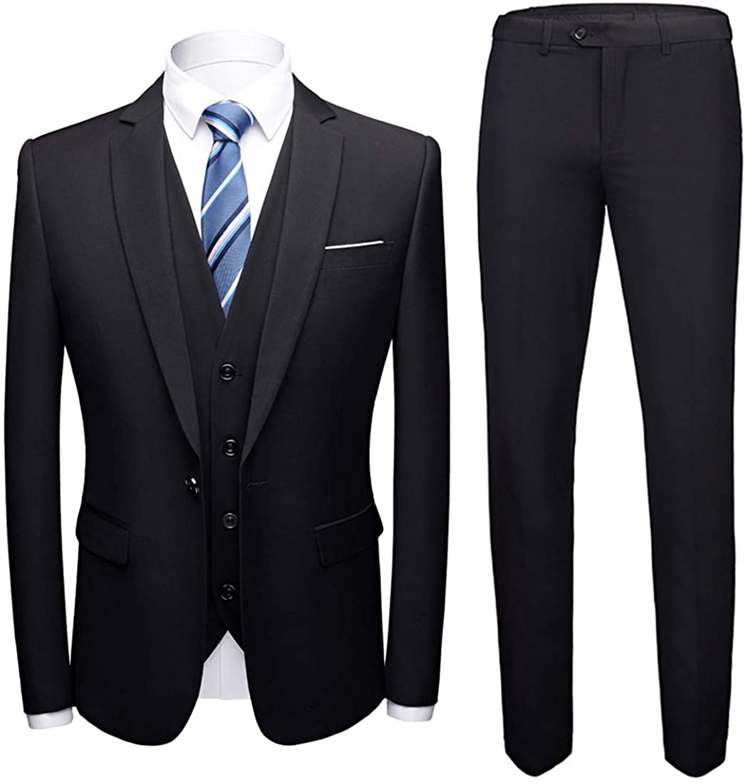 Men's Formal Suit Slim Fit Coat Shirt Jacket Button Pants Clothes One Blazer 