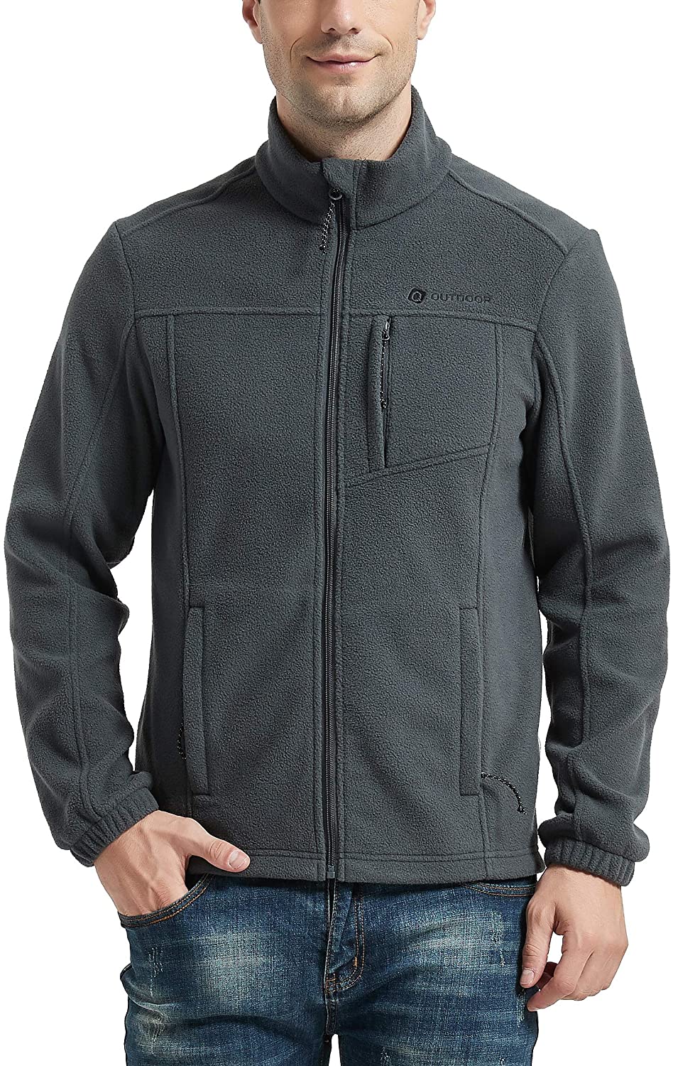 TBMPOY Mens Full-Zip Fleece Jacket Soft Polar Winter Outdoor Coat with Pockets