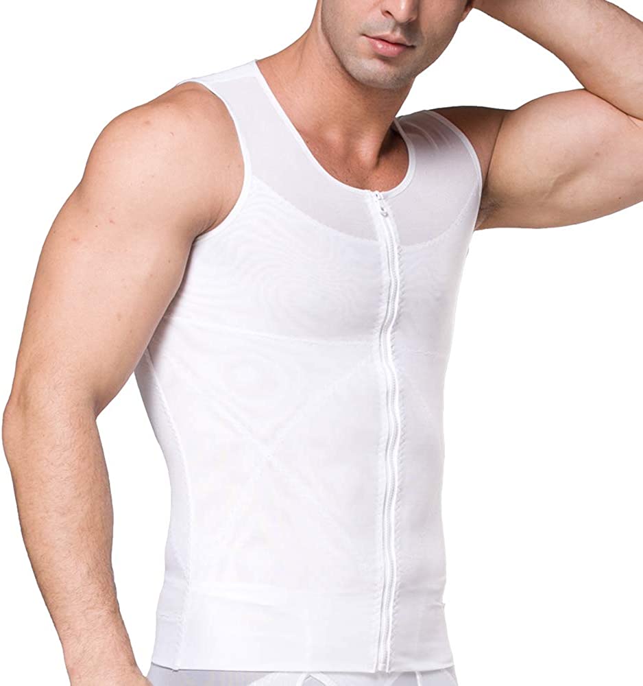 Men's Compression Vest with Zipper Slimming Body Shaper Tummy Control ...