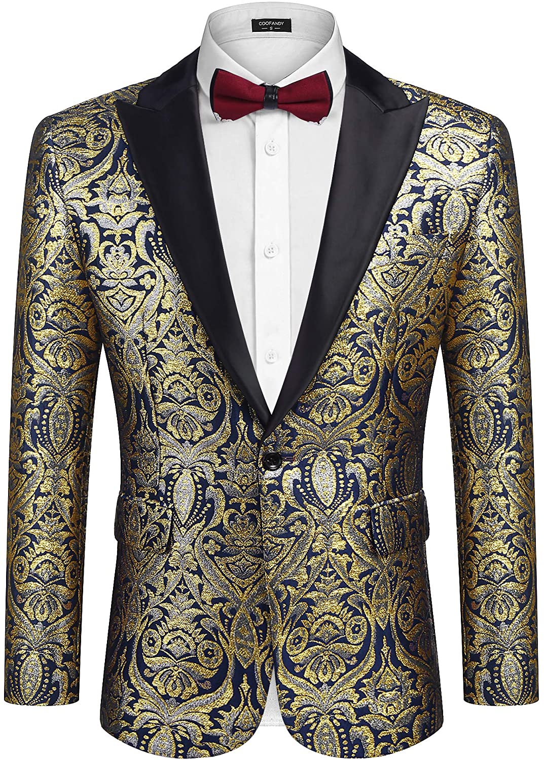 COOFANDY Men Tuxedo Floral Party Blazer Suit Jacket Dinner Prom Wedding Stylish 