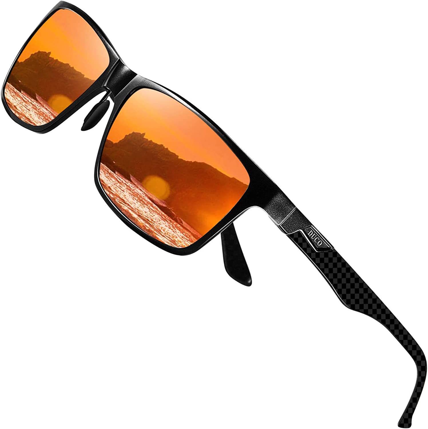 DUCO Men's Luxury Carbon Fiber Temple Polarized Sunglasses for Men