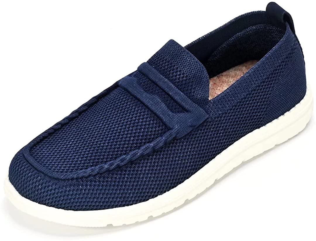 OrthoComfoot Men's Slip on Loafers,Arch Support Boat Shoes Canvas Leisure Vintage, 13, W1-denim