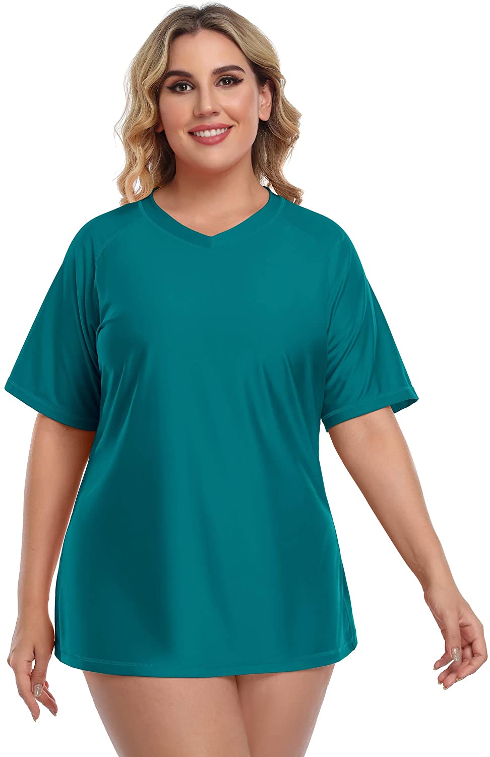 Serrated korrekt Landmand ATTRACO Women Plus Size Rash Guard Short Sleeve Rashguard UPF 50+ Swimming  Shirt | eBay