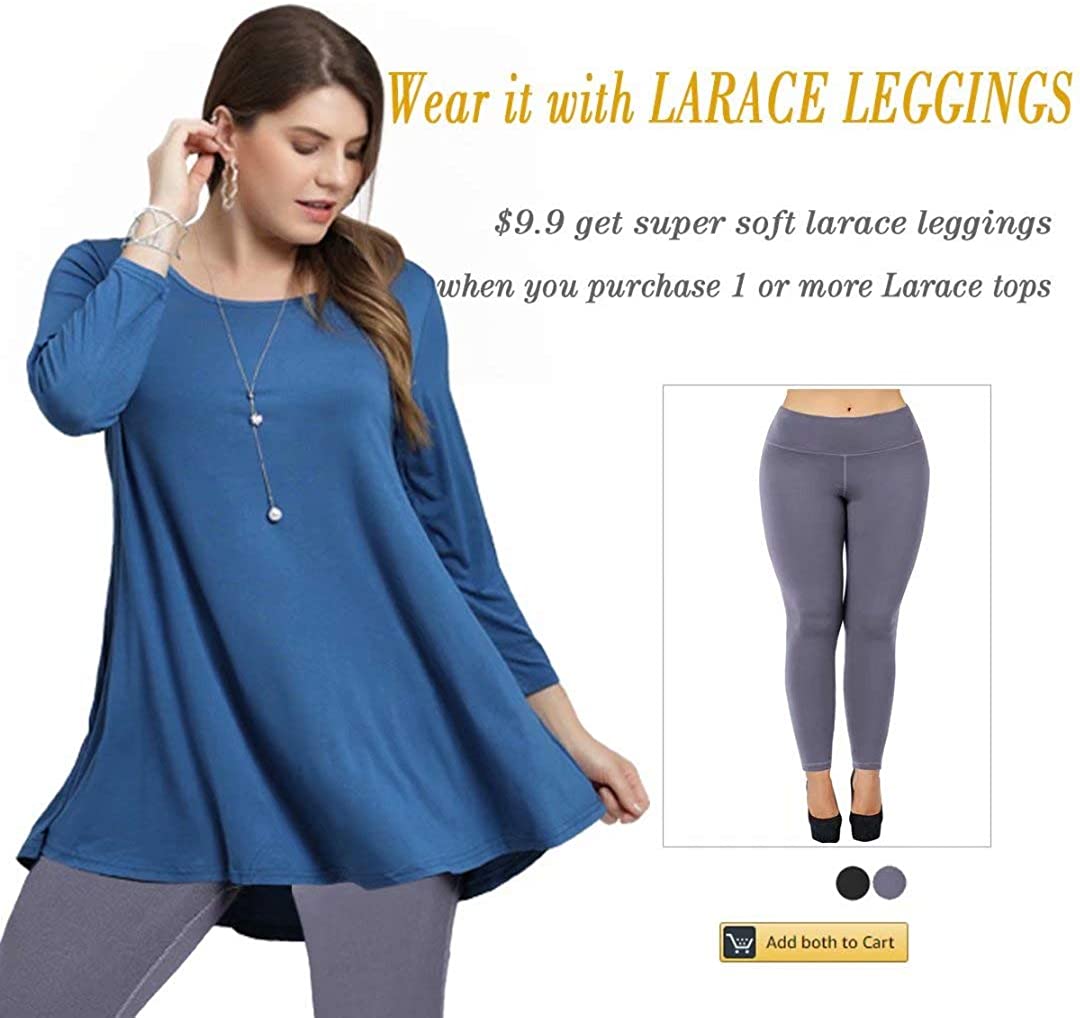 LARACE Women 3/4 Sleeve Tunic Top Loose Fit Flare T-Shirt