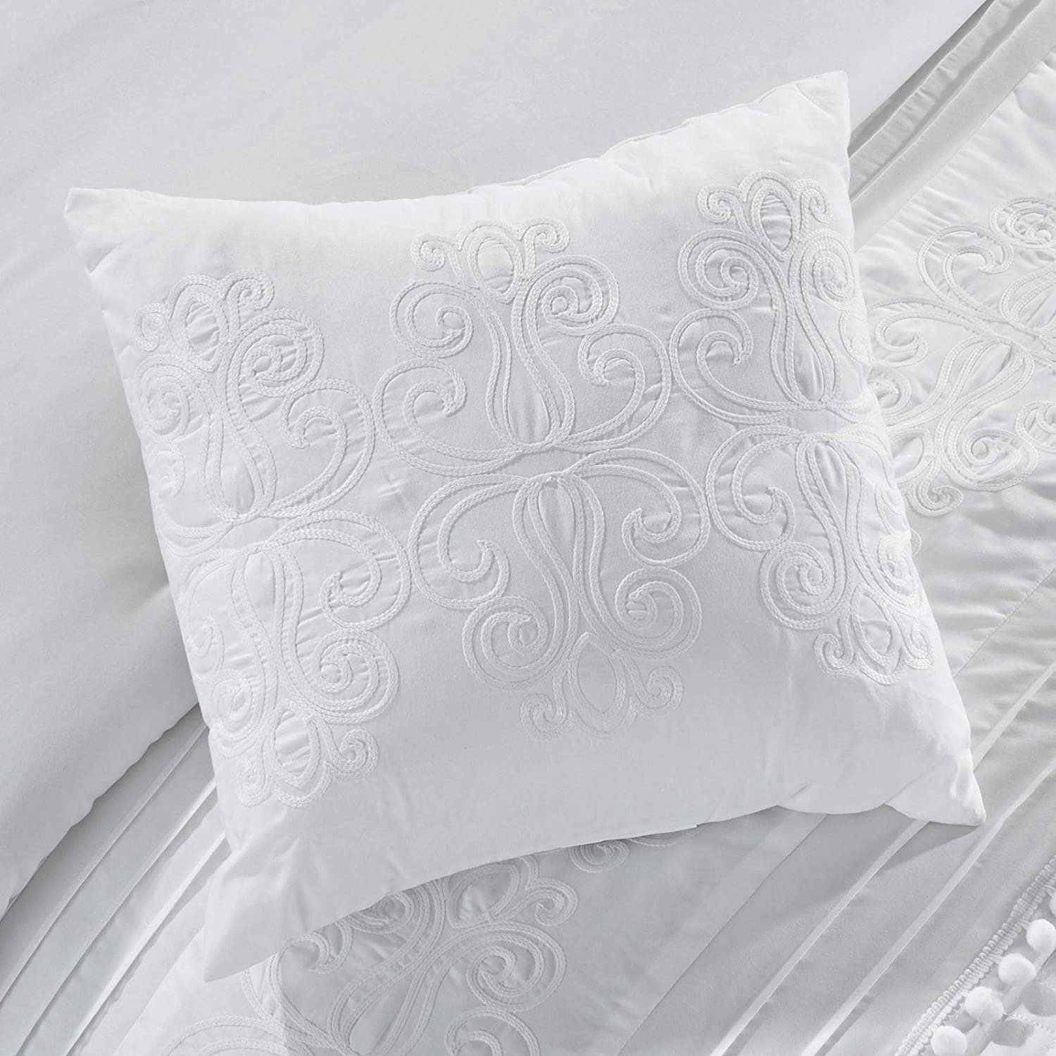 Details about   Chezmoi Collection Grace 7-Piece White Floral Chenille Embroidered Pleated Strip 