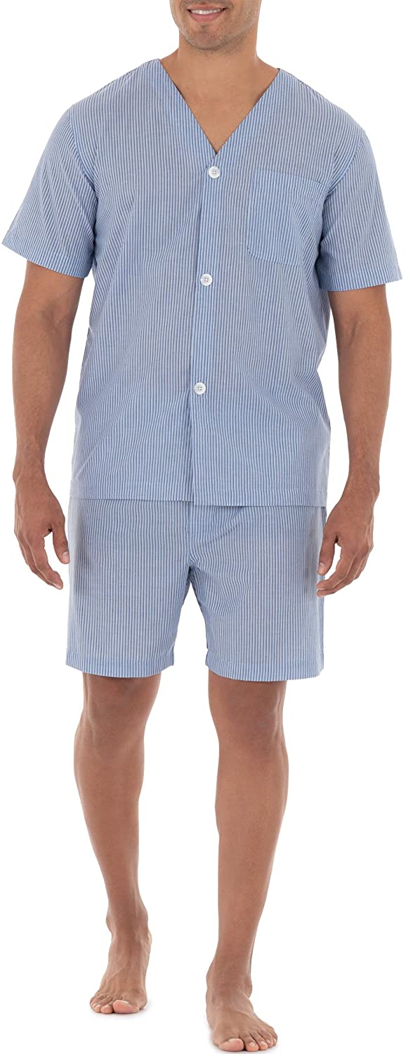 Fruit of the Loom Men's Broadcloth Short Sleeve Pajama Set 